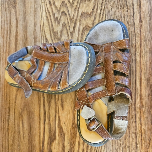 Dr. Martens Doc Sandals Womens 9.5 Brown Leather Chunky VTG 90s Platform Buckles - Picture 2 of 11